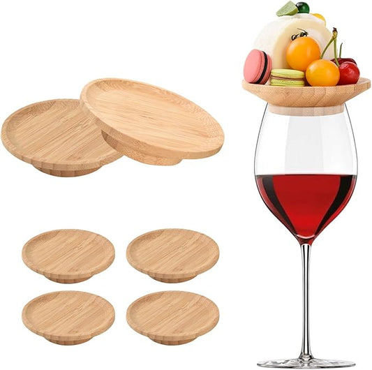6 Pcs Wine Glass Charcuterie Topper, Wine Glass Topper Coasters Plate, Wine Glass Charcuterie Board Topper for Family Gatherings, Restaurants, Bars
