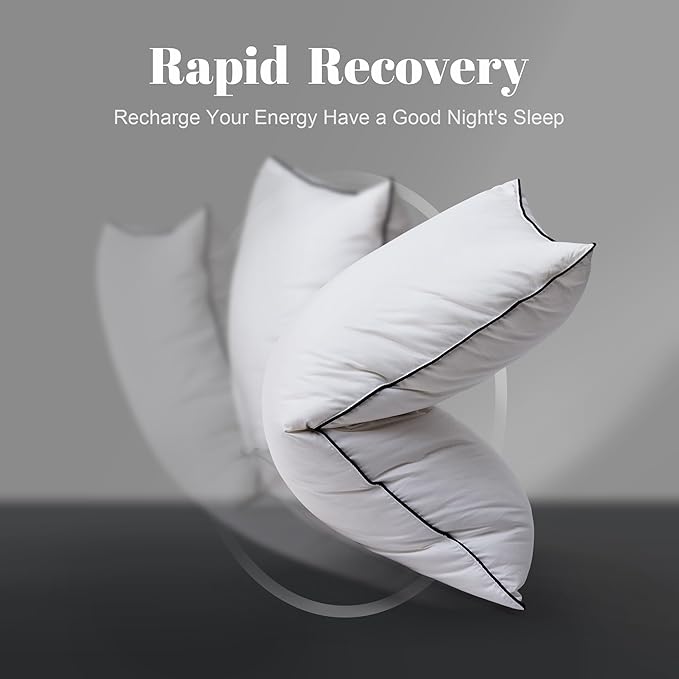 Luxury Goose Down Bed Pillows for Sleeping, 1 Pack White Hotel Soft Feather Down Pillow with Airyfil™ Fillings, Medium Firm for Back, Stomach, Side Sleepers (King Size, 20 × 36 in.)