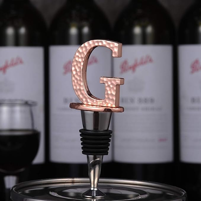 Miicol Wine Stopper, Prosecco Stopper, Wine Bottle Stopper, Personalised Champagne Stopper, Rose Gold Wine Accessories, Wine Lovers Gift, Monogram Gift, Letter G