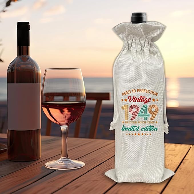 75th Birthday Gifts Wine Bag Congratulations Gifts for Women Men Parents Mom Dad Anniversary 1949 Birthday Wine Gift Bag