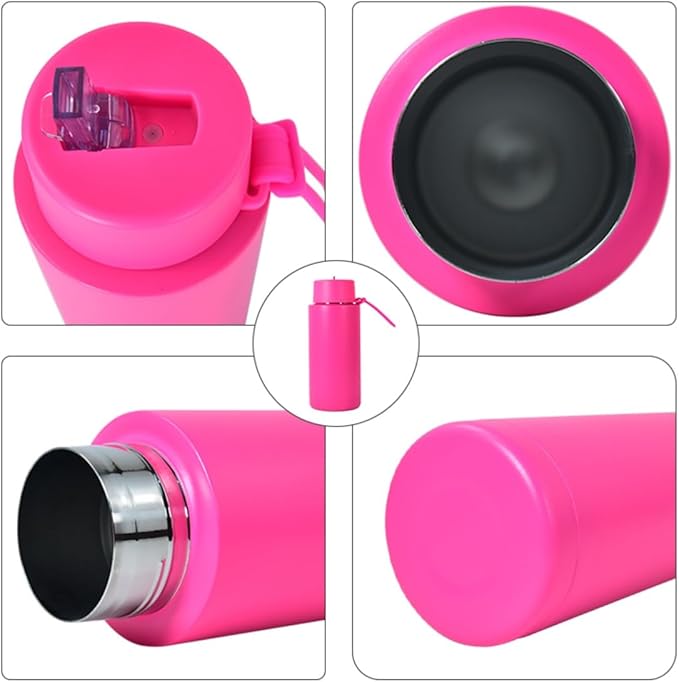 AGH Stainless Steel Insulated Bottle with Straw, 30oz Double Wall Vacuum Insulated Water Bottle, Wide Mouth Thermos Water Bottle for Hot Drinks/Cold Drinks, Travel Water Bottles for Gym & Sport