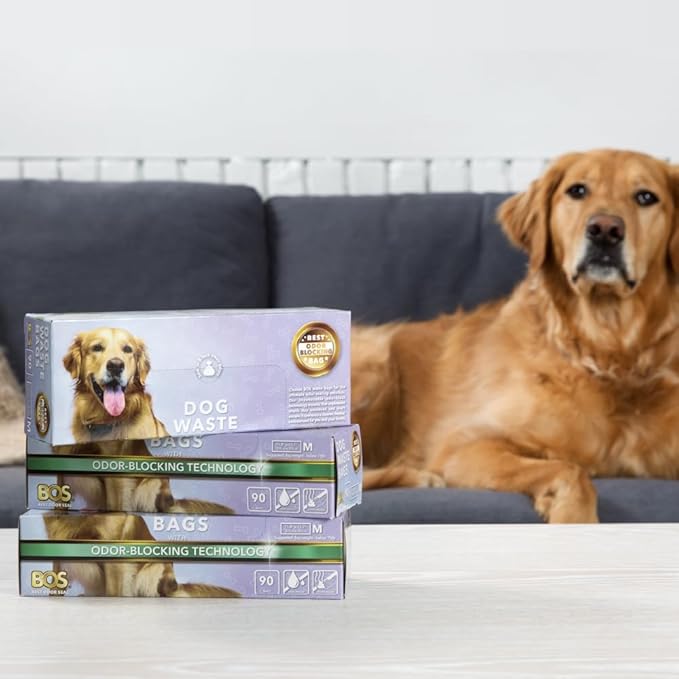 BOS Odor-Sealing Dog Poop Bags for Pet Waste - Disposal Doggy Bags - Scent & Smell Free (90Bags) [Size: M, Color: Light Mint Green] (Pack of 2)