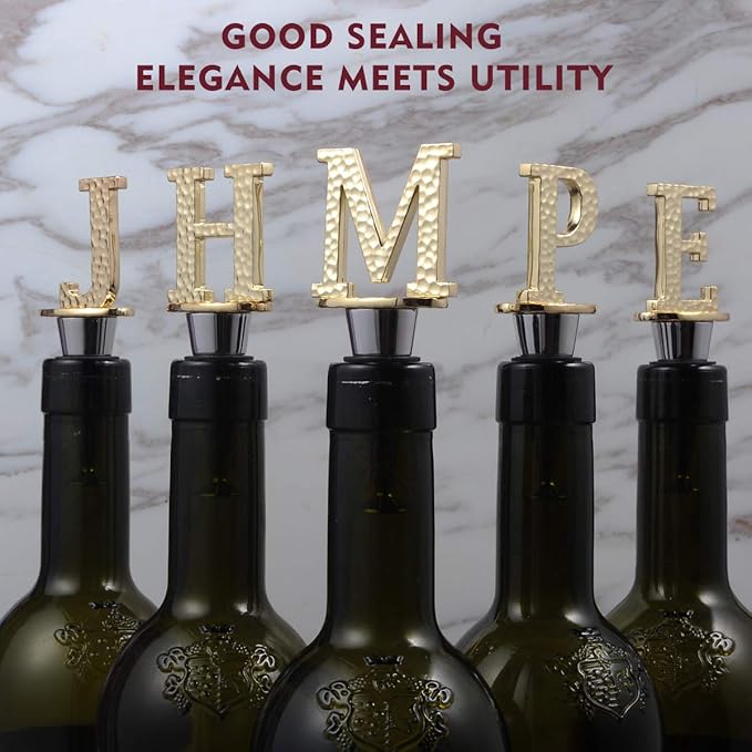 Miicol Wine Bottle Stopper, Prosecco Stopper, Gold Wine Stopper, Personalised Champagne Stopper, Initial Wine Stopper, Funny Prosecco Gift, Wine Lovers Gift, Kitchen Decor, Letter M