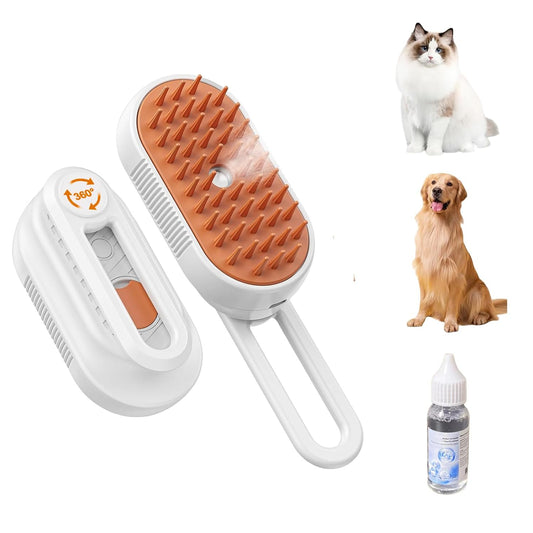Steam Cat Brush Dog Steam Brushes for Indoor Cats 4 in 1 Rechargeable Enhanced Spray Steamy Brush Massage Anti Static Cleaning Shedding Combing All Hair Types Long Lasting Cloud Care (white)