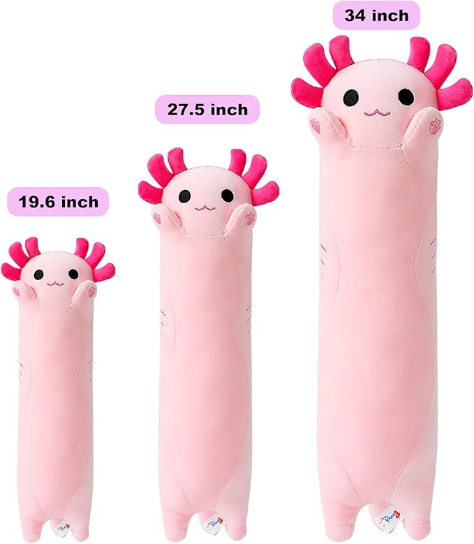 PEACH CAT Pink Axolotl Plush Pillow Toy Cute Axolotl Stuffed Animal for Girls and Boys 34"