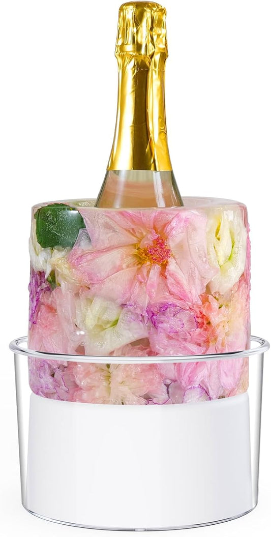 Ice Bucket Mold, DIY Acrylic Ice Mold Wine Bottle Chiller,DIY Ice Bucket Mold for Wine Champagne and Cocktails,Ideal Gift for Special Parties Weddings Mother's Day Thanksgiving and Christmas-White