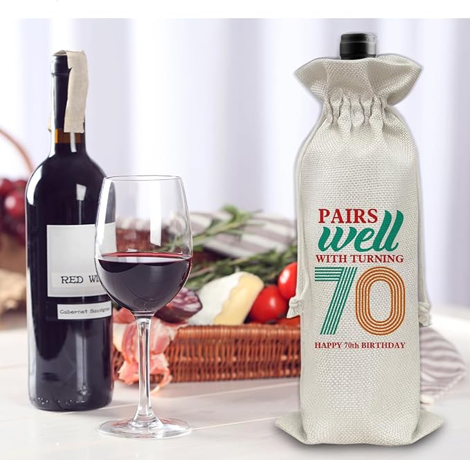 70th Birthday Gifts Wine Bag Congratulations Gifts for Women Men Parents Mom Dad Anniversary 1954 with Time Information Wine Gift Bag