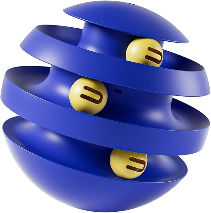 Roly-Poly Round Interactive Toy for cat,Wobbling Tumbler Toys with Bell Toy for Indoor Cats Blue Orange