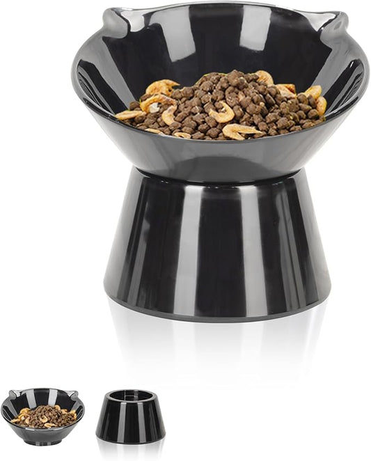 Detachable Elevated Cat Bowls, 15° Tilted Raised Cat Food Bowl Anti-Vomiting,Whisker Friendly, Adjustable Cat Dishes for Protecting Spine,Adult Kitten