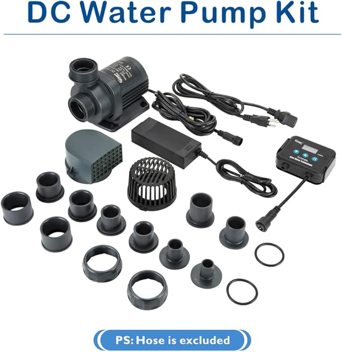 Hygger 24V DC Water Pump with LCD Display Controller - 1720 GPH Inline/Submersible Saltwater Aquarium Return Pump for Coral Reef Tank Sump