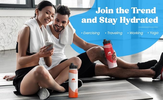 Insulated Water Bottle - Leak-Proof, BPA-Free, Wide Mouth, Sports, Gym, Travel, Stainless Steel Vacuum Insulated Bottle (White) 34OZ