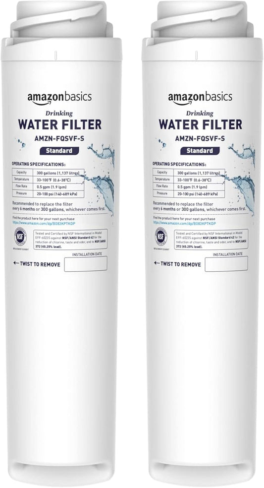 Amazon Basics Replacement GE FQSVF Drinking Water System Filter, 2-Pack, Standard Filtration