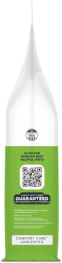 WORLD'S BEST CAT LITTER Comfort Care Unscented, 32-Pounds - Natural Ingredients, Quick Clumping, Flushable, 99% Dust Free & Made in USA - Long-Lasting Odor Control & Easy Scooping