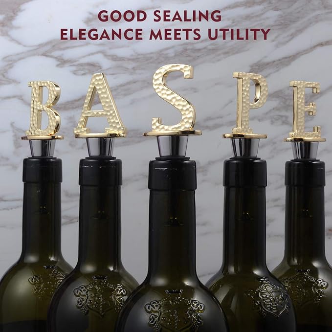 Miicol Wine Bottle Stopper, Prosecco Stopper, Gold Wine Stopper, Personalised Champagne Stopper, Initial Wine Stopper, Funny Prosecco Gift, Wine Lovers Gift, Kitchen Decor, Letter S