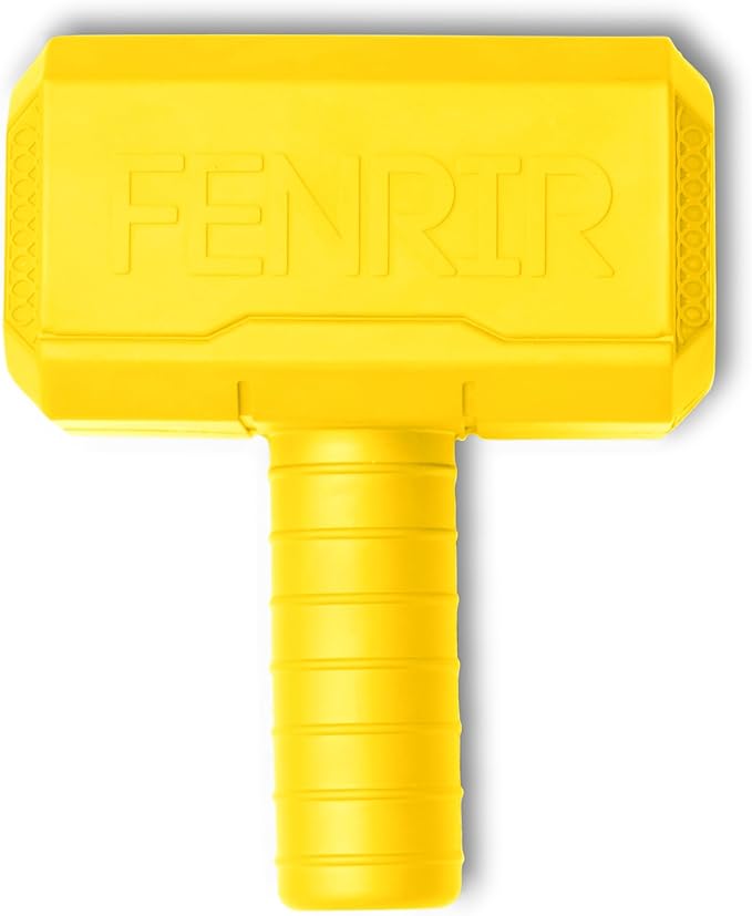 Fenrir Hammer Dog Chew Toy Strong Rubber Stuffable Enrichment Toy for Chewers (Yellow, Large)