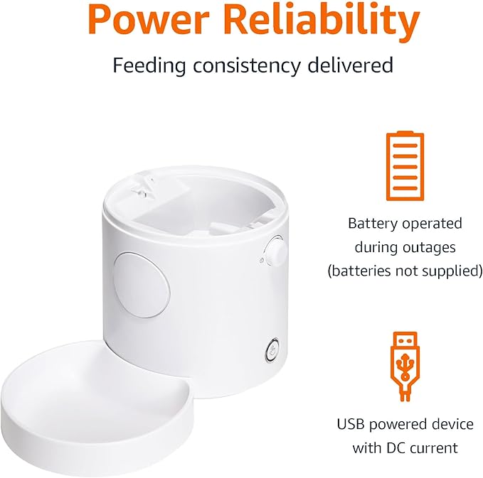 Amazon Basics Automatic Feeder for Cats and Dogs with Speed & Portion Control, 4L Capacity, White