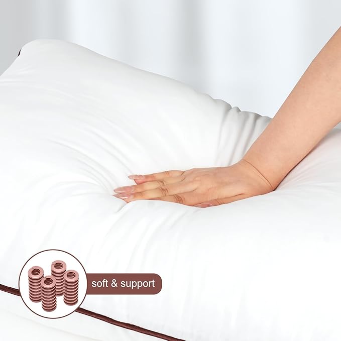 Luxury Comfort Bed Pillows - Hypoallergenic Polyester Microfiber Material - Premium Sleep Support for Side, Back, and Stomach Sleepers - Set of 4, Queen Size 18 x 28 inches, 45 cm x 70 cm