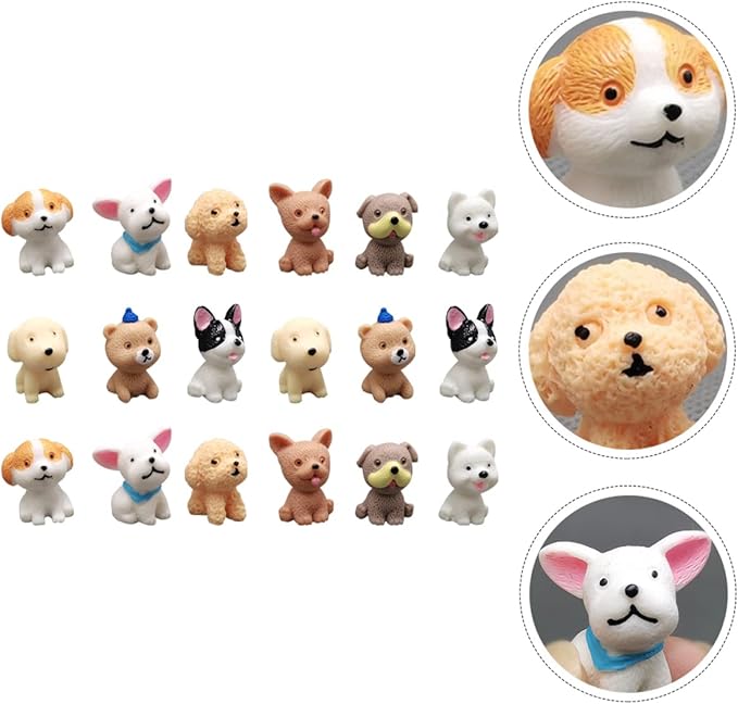 TOYANDONA 18pcs Artificial Puppies Toys for Kids - Mini Dog & Cat Animal Figures - Resin Small Animals - Child Crafts