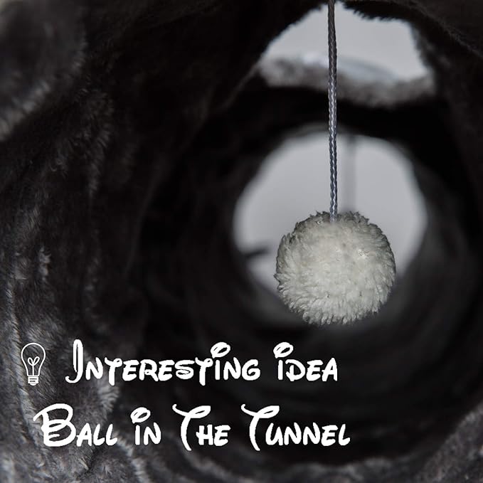 LUCKITTY Geometric Straight Cat Tunnel with Plush Inside,Cats Toys Collapsible Tunnel Tube with Balls, for Rabbits, Kittens, Ferrets,Puppy,Diameter 11.8 Inch