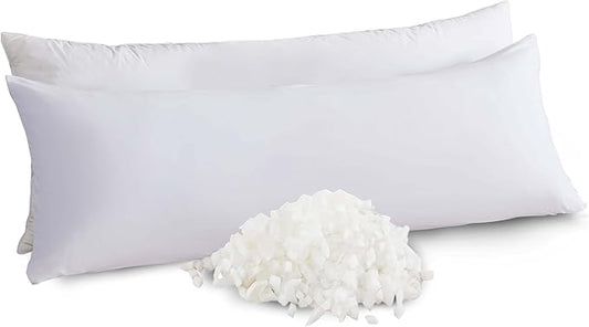 WhatsBedding Memory Foam Body Pillow with 100% Cotton Jersey Knitted Cover, Luxury Soft Large Long Pillow for Adults, Firm Full Body Pillow with Removable Zippered Pillow Case - White