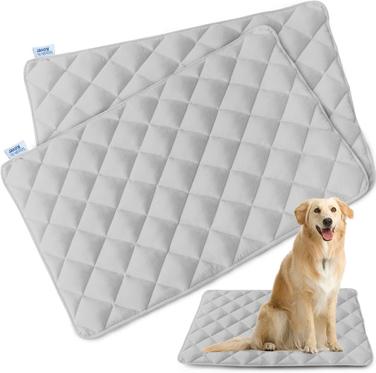 Magik & Kover Dog Crate Pad 2 Pack (42" x 28"), Soft Dog Crate Mat with Anti-Slip Bottom, Machine Washable Kennel Pad, Fits 42 Inch, Grey