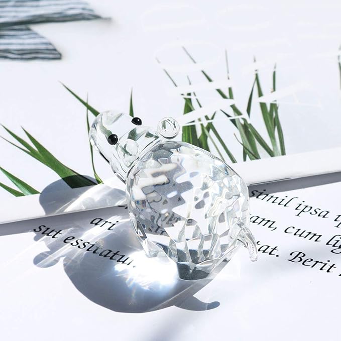 H&D HYALINE & DORA Crystal Hippopotamus Figurines Collectibles Mini Glass Animal Figurine for Table Home Decoration