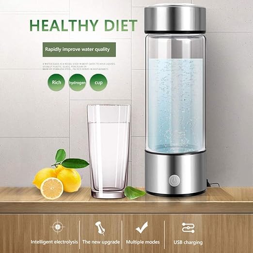 Hydrogen Rich Health Cup Alkaline Ionizer Generator USB Rechargeable Electrolysis Generator Ionization Bottle Weak Alkaline Cup Anti-Oxidation and Anti-Aging Glass Health Cup