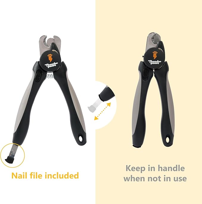 LED Dog Nail Clippers with Light, Trimmers with Protective Guard, Quick Sensor, Safety Lock and Nail File - Suitable for Large and Small Dogs & Cats (Grey, LED)