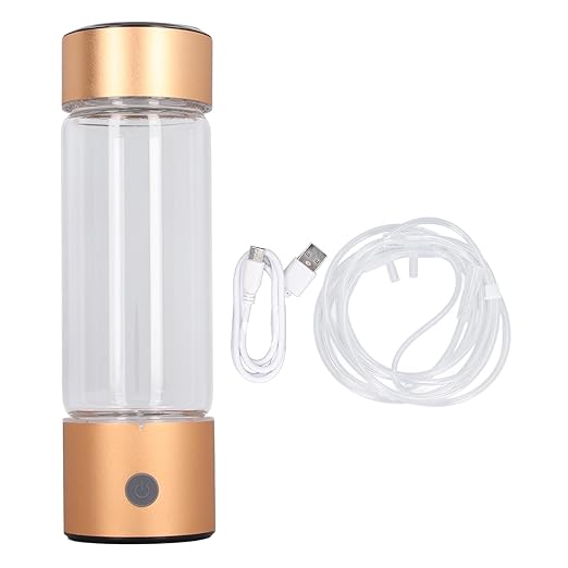 Hydrogen Water Bottle, 410ml Hydrogen Rich Water Generator with Nasal Inhalation Hose, Rechargeable Portable Glass Hydrogen Ionizer for Daily Fitness Drinking