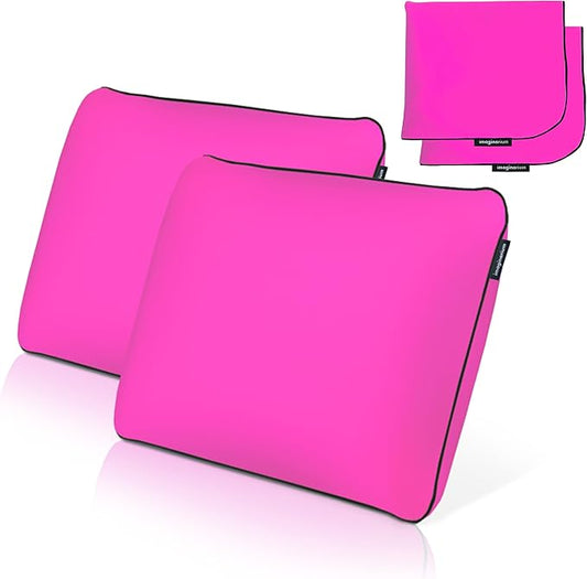 Imaginarium Memory Foam Fun Pillow with Cool-to-The-Touch Cover 2 Pack (Party Pink) Plus 2 Additional Pillow Covers, Standard