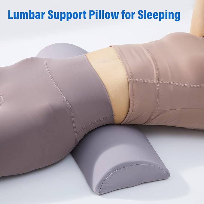 Lumbar Support Pillow for Bed, Memory Foam Back Pillow for Sleeping, Back Support Pillow for Lower Back Pain Relief, Lower Back Pillow for Sleeping, Lumbar Pillow for for Side, Back, Stomach Sleepers