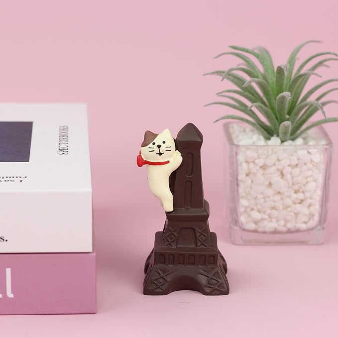 Cute Miniature Cat Figurine Climbing The Tower Resin Mini Cat Figures, Kitten Miniature Desk Accessories - Perfect Cute Cat Gift for Cat Lovers