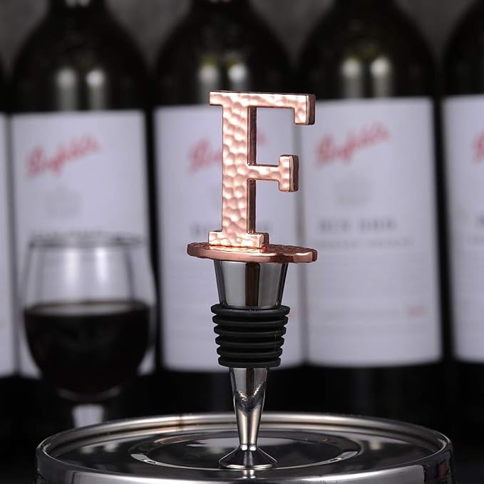 Miicol Wine Stopper, Prosecco Stopper, Wine Bottle Stopper, Personalised Champagne Stopper, Rose Gold Wine Accessories, Wine Lovers Gift, Monogram Gift, Letter F