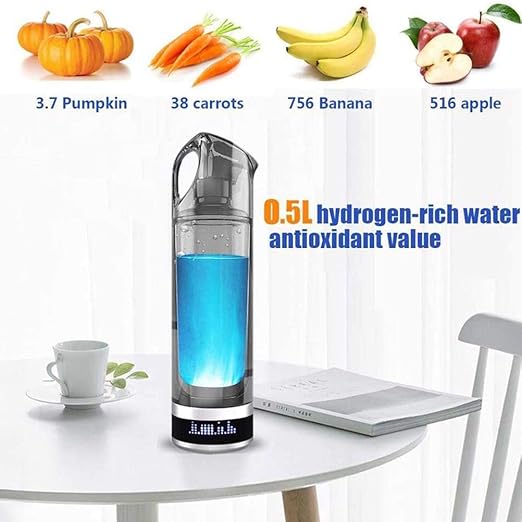 Hydrogen Water Bottles, Portable Hydrogen Water Bottle, Portable 500ml Hydrogen Rich Water Bottle Alkaline Generator LED Healthy Cup USB Rechargeable Anti Aging Hydrogen Rich Bottle(Grey)