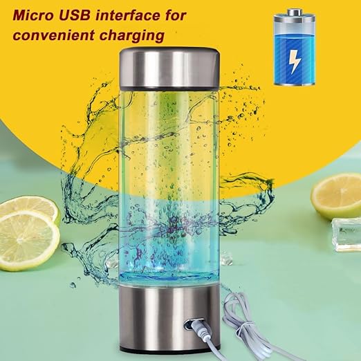 Hydrogen Water Bottle,Portable Hydrogen Water Generator Machine, Improve Water in 3 Minutes Quick Electrolysis, Suitable for Home, Office, Travel, Daily Drinking (Silver)