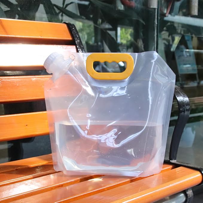 MODUODUO Collapsible Water Jug Container Bag 5pcs Outdoor Folding Water Bag with Handle for Catered Events, Camping, or Hiking (0.67 gal)