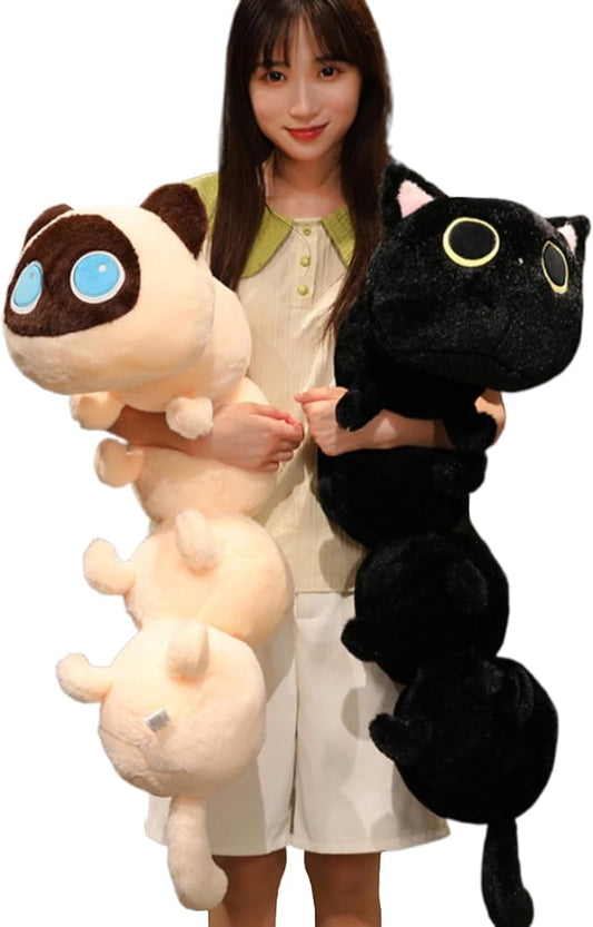 Somao Caterpillar Stuffed Animal Plush Long Cat Body Pillow,Creative Cat Caterpillar Plush Toys Soft Hugging Pillow Doll Funny Cushion Gift for Kids（Beige,50cm/19.68inch）
