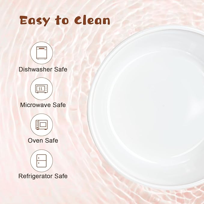 SPUNKYJUNKY Ceramic Elevated Dog Bowl Set with Acacia Wood Stand for Food and Water for Medium Dogs (42.27 OZ, White, Dog Paw Pattern)