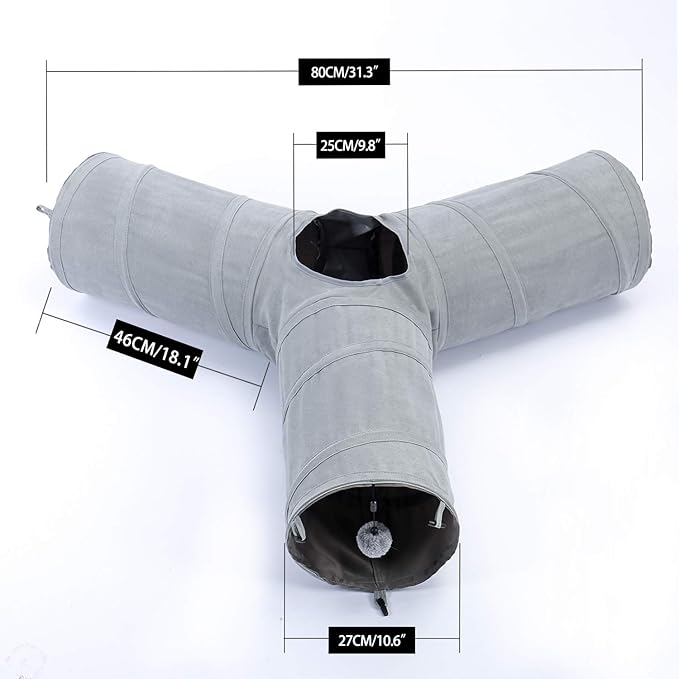 PAWZ Road Cat Tunnel Collapsible 3 Way Cat Play Tube 10.5 Inches in Diameter