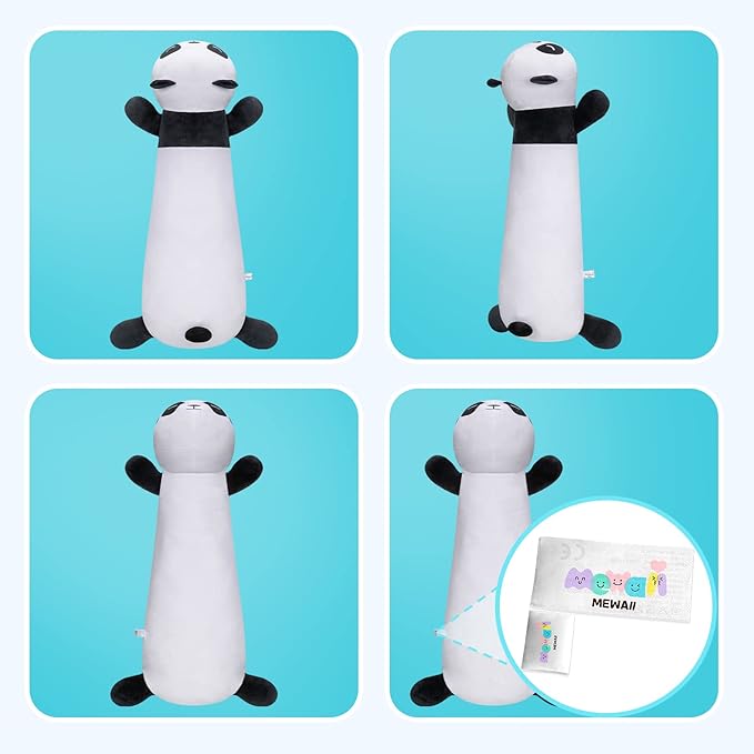 Panda Plush Body Pillow, 25” Panda Stuffed Animal Squishy, Cute Plushies Cuddle Pillows for Kids, Long Pillow Plush Toys, Birthday Gifts for Women, Girls and Males
