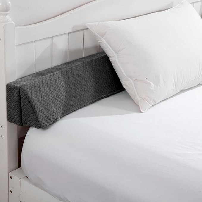 MABOZOO Pillow Wedge for Headboard Gap,Bed Gap Filler Full Size,Foldable Bed Wedge Pillow for Headboard,Grey Bed Wedge Gap Filler,Foam Mattress Gap Filler,54"x6"x6"