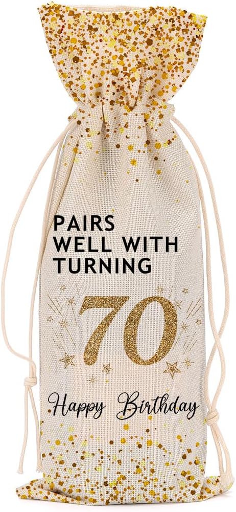 70th Birthday Gifts for Women Wine Bag 70th Birthday Decorations Meaningful 70th Birthday Gifts for Men Coworkers Lady Friend Bestie Him Anniversary Wine Bags