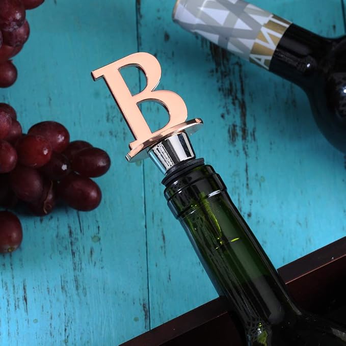 Miicol Wine Stopper, Prosecco Stopper, Wine Bottle Stopper, Personalised Champagne Stopper, Rose Gold Wine Accessories, Wine Lovers Gift, Monogram Gift, Letter B