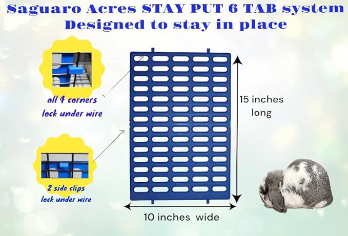 Saguaro Acres Rabbit and Small Animal Cage Resting Mat for Wire Floored Cages 2 Pack (Blue & Teal)