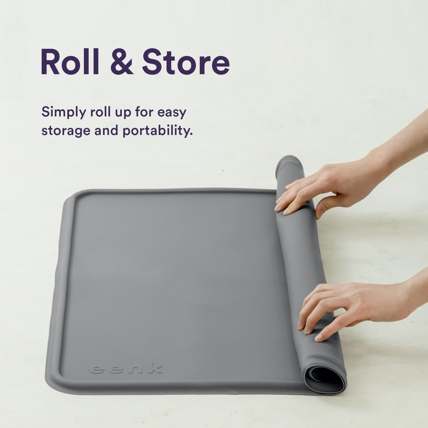 Pee Pad Tray Holder for Dogs - Fits Up to 25 x 25 in. Square Potty Training Pads No Spill Raised Lip High Edge Silicone Mat, Extra Thick and Non-Slip for Indoor Floor Protection (Large, Grey) | eenk