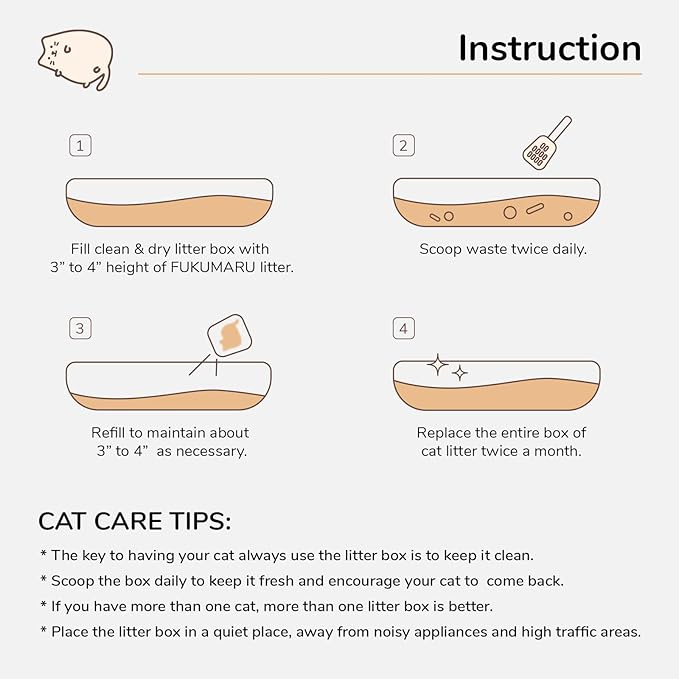 FUKUMARU Tofu Cat Litter, 12 LBS Clumping Cat Litter, Dust Free, Natural, Unscented, Flushable, Lightweight, Low Tracking, Mixed Apple Wood, 24/7 Odor Control, 6 lb x 2 Bags