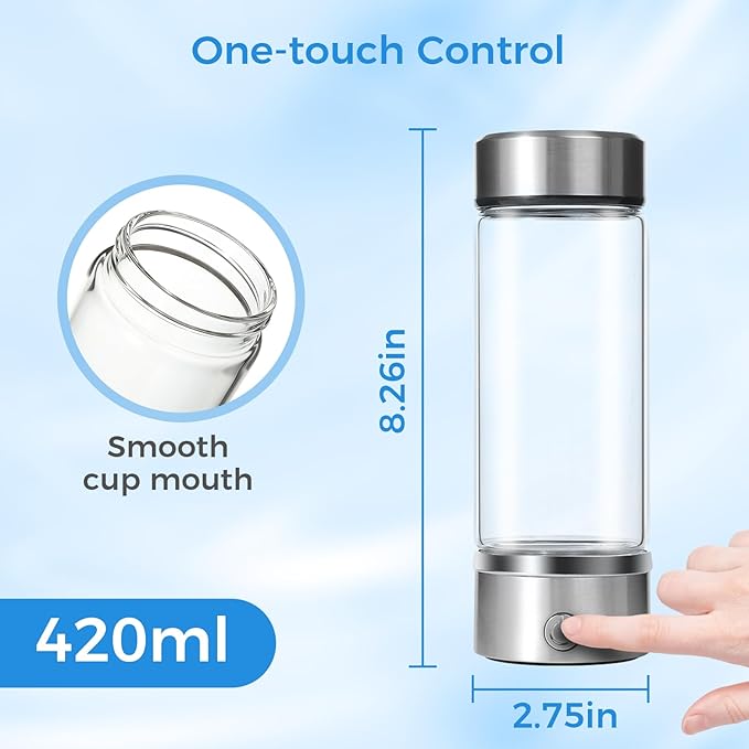 Hydrogen Water Bottle - Hydrogen Water Bottle Generator, Hydrogen Water Machine Improve Water in 3 Minutes, Portable & Rechargeable for Home, Exercise, Office, Gift (Silvery)