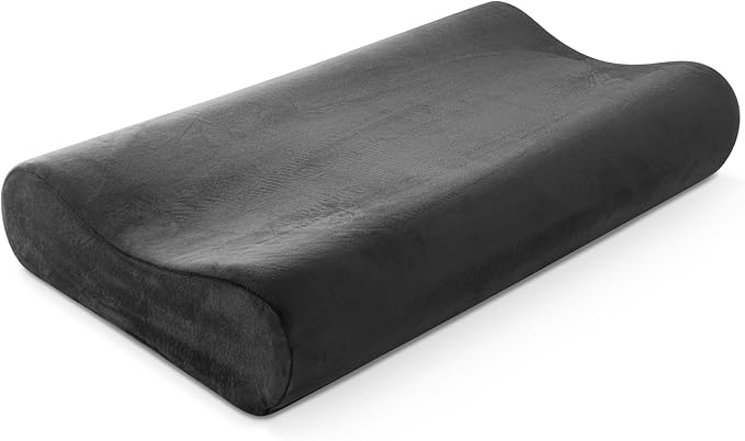 AM AEROMAX 32" King Size Contour Memory Foam Pillow, Neck Pillow for Neck Pain Relief, Neck Orthopedic Sleeping Pillows for Side, Back and Stomach Sleepers(Black,Velvet)
