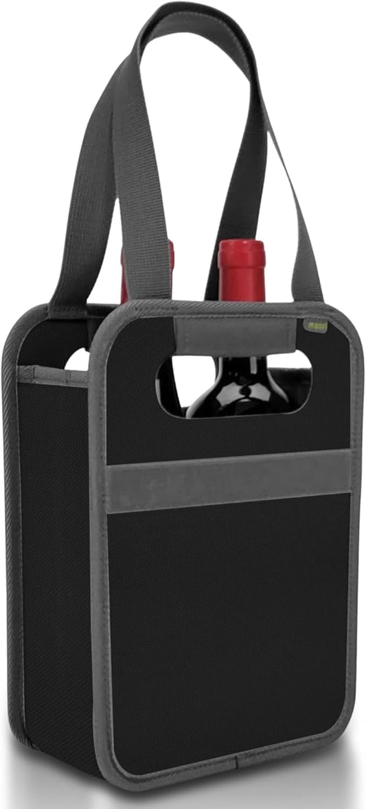 meori – Collapsible 2 Bottle Wine Carrier, Durable Wine Tote Bag, Tear-Resistant Reusable Drink Tote Bags for Alcohol, Foldable Drink Carrier, Portable Wine Carrier