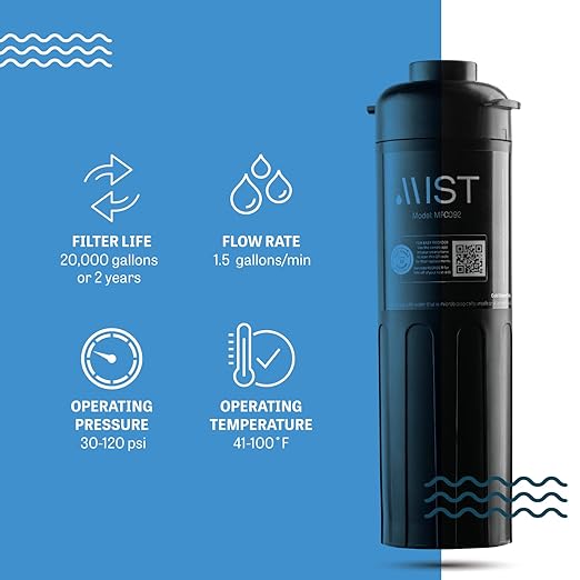 Mist Under Sink Water Filter Replacement for MFS092 Under Sink Filtration Systems, Replaces MFS092, Compatible with WFS5300A, WFC5300A,NSF/ANSI 42 Certified, 20,000 Gallon.…